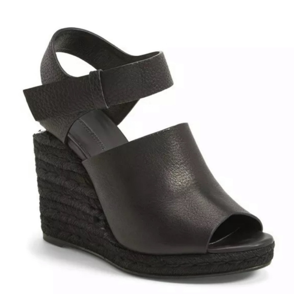 Alexander Sling back leather wedge woven sandals